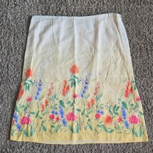 Liz Claiborne Yellow Floral Knee Length Skirt Size 14